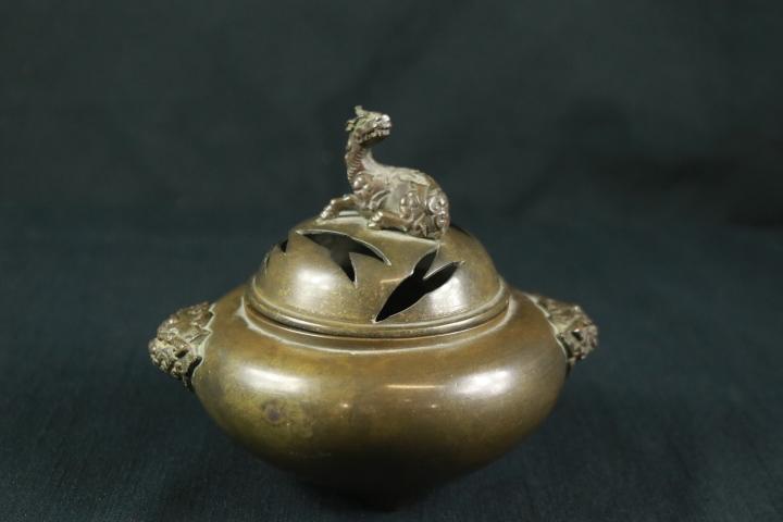 Japanese Bronze Covered Pot Incense Burner