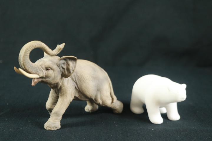 Elephant Figurine & Polar Bear Figurine