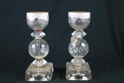 Pair Of Crystal Candle Holders