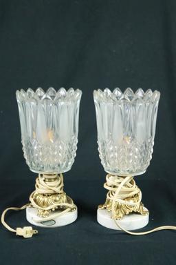Pair Of Underwriters Laboratories Portable Lamp With Marble Bases