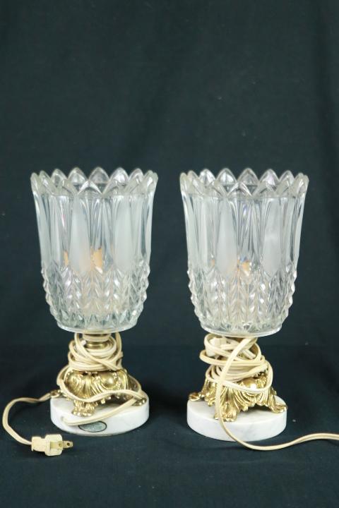 Pair Of Underwriters Laboratories Portable Lamp With Marble Bases