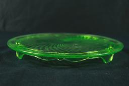 Green Depression Glass Cake Plate