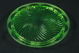 Green Depression Glass Cake Plate