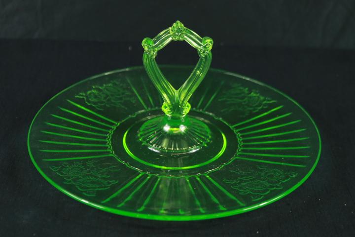 Green Depression Glass Candy Dish