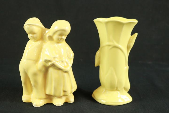 2 Yellow Ware Vases