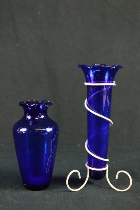 2 Cobalt Vases