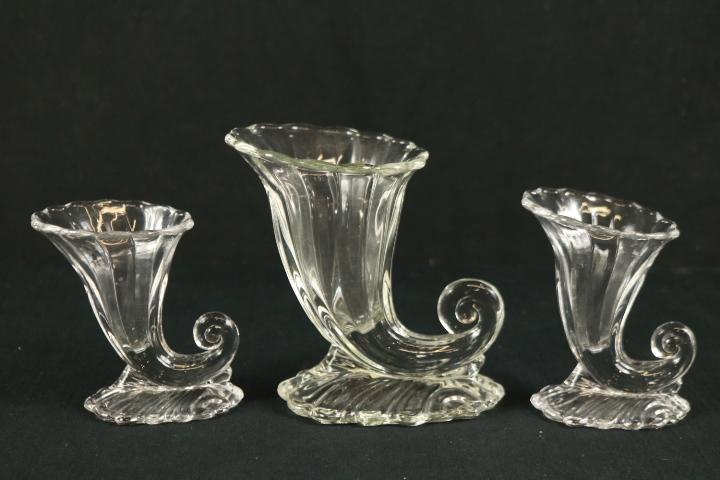 3 Heisey Cornucopia Vases