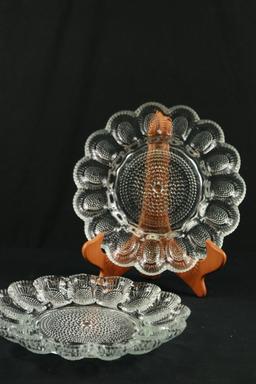 2 Glass Egg Plates