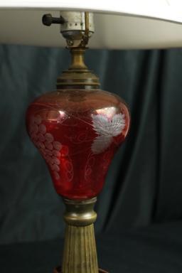 Pair of Ruby Glass Lamps