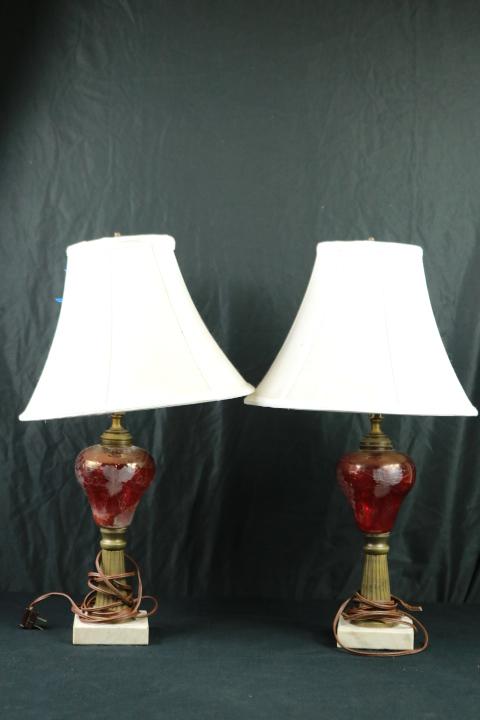 Pair of Ruby Glass Lamps