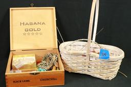 Box & Basket Of Costume Jewelry