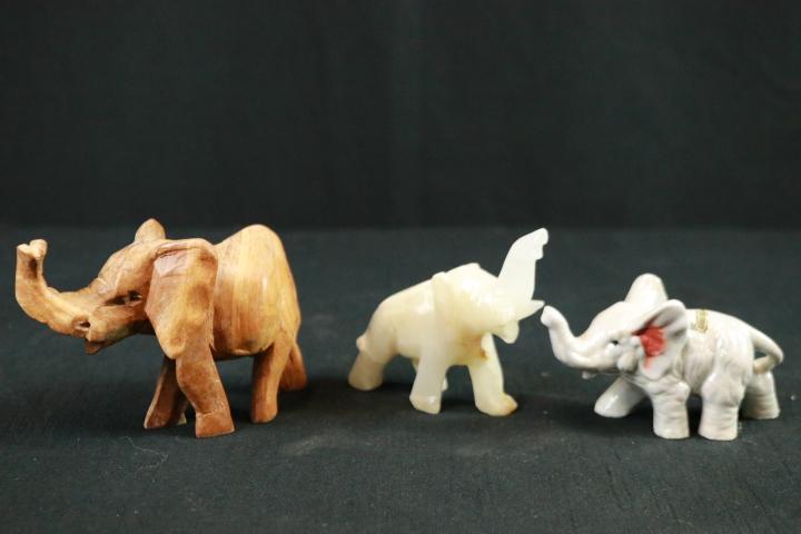 3 Elephant Figurines