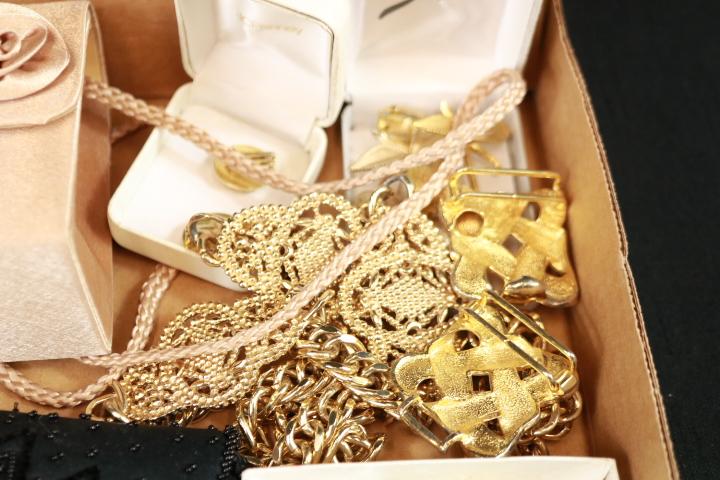 Flat Of Costume Jewelry & Purses