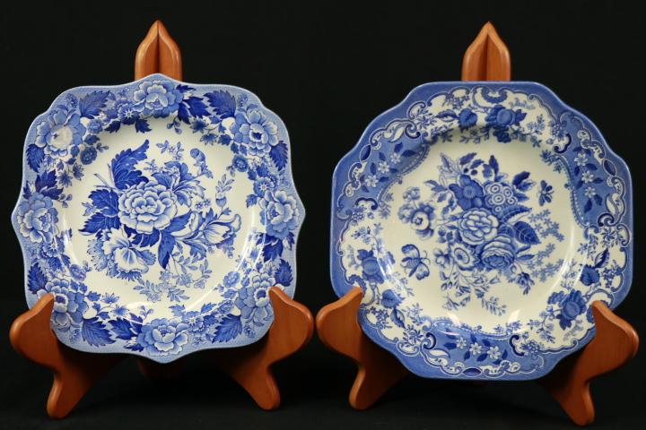 4 Assorted Blueware Plates