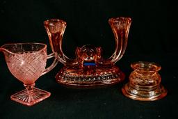 3 Pieces of Assorted Pink Depression Glass