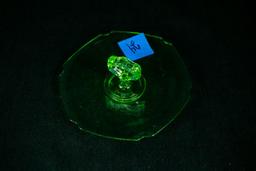 Green Depression Glass Center Handled Tray