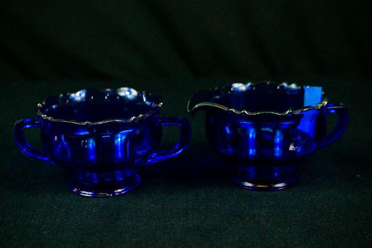 Pair of Cobalt Sugar & Creamers