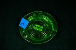 Green Depression Glass Ashtray