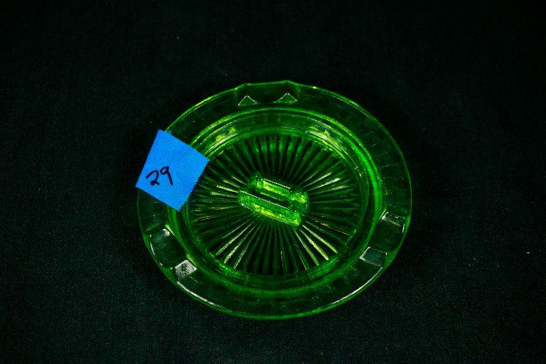 Green Depression Glass Ashtray