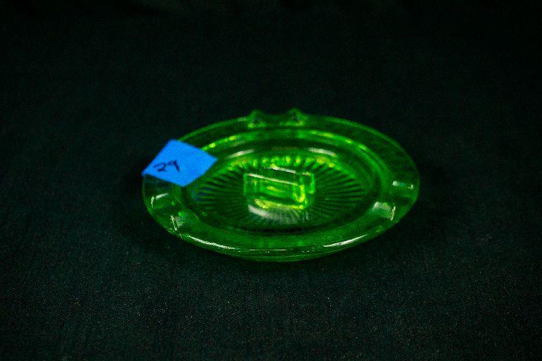 Green Depression Glass Ashtray