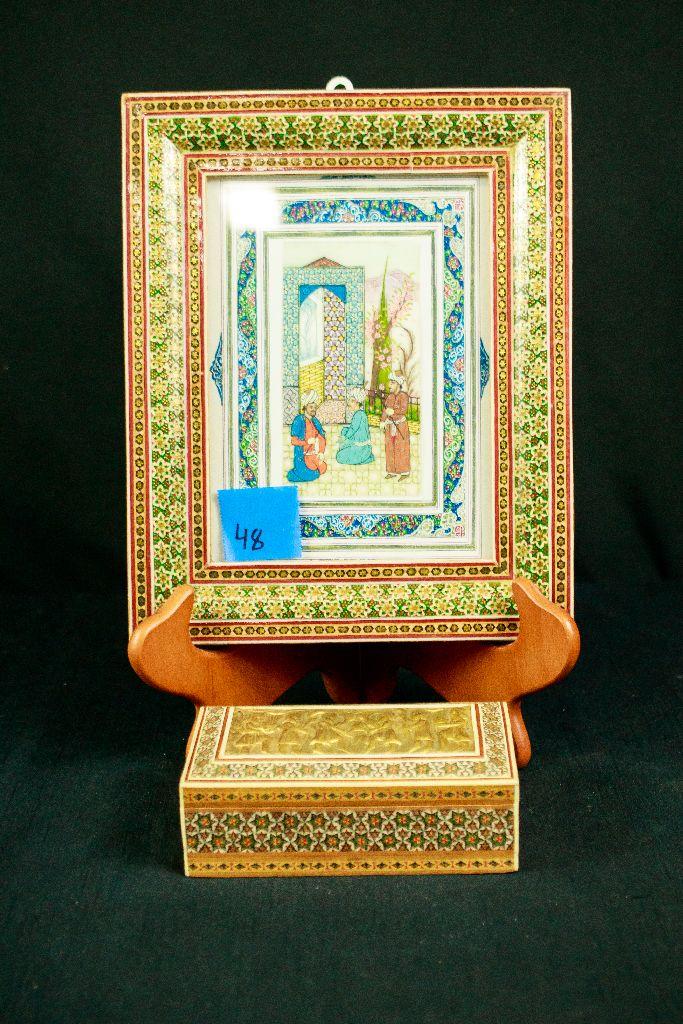 Inlaid & Brass Trinket Box & Framed Print