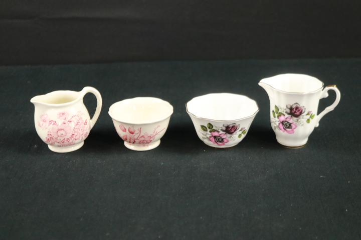 2 English Open Sugar & Creamer Sets