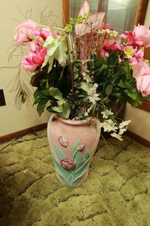 Large Vase with Faux Flowers
