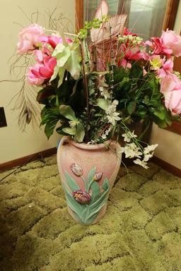 Large Vase with Faux Flowers