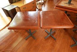 2 Oak Tables with Metal Bases