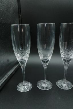 8 Assorted Crystal Champagne Flutes (Royal Doulton, Waterford & Wedgwood)