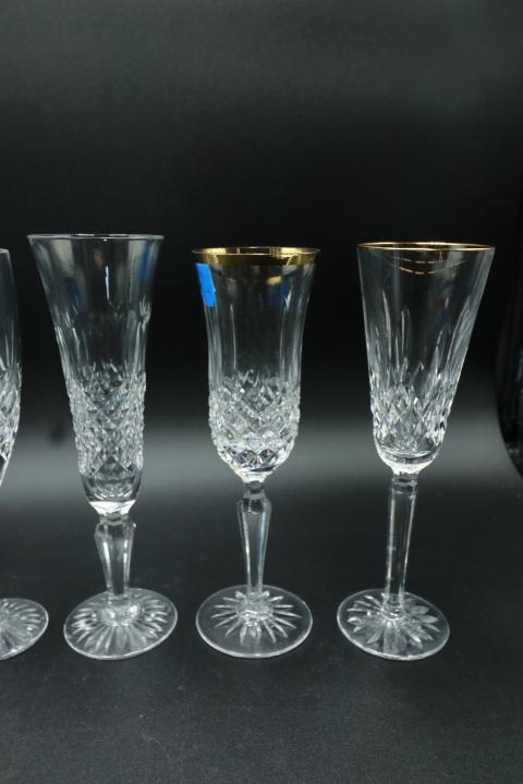 8 Assorted Crystal Champagne Flutes (Royal Doulton, Waterford & Wedgwood)