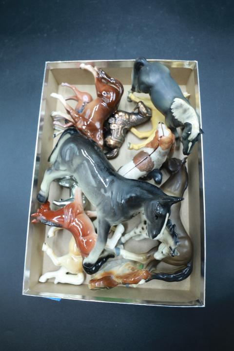 Flat Of Misc. Horse Figurines