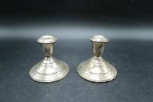 Pair of Sterling Silver Weighted Candleholders