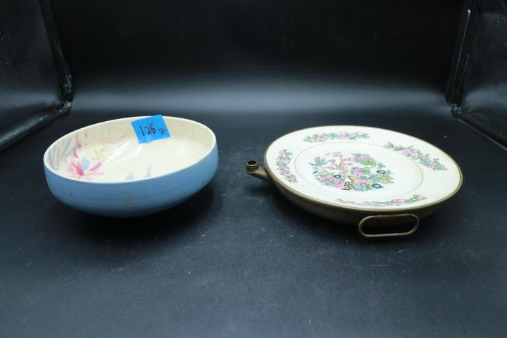 Antique Warming Plate And Asian Style Bowl