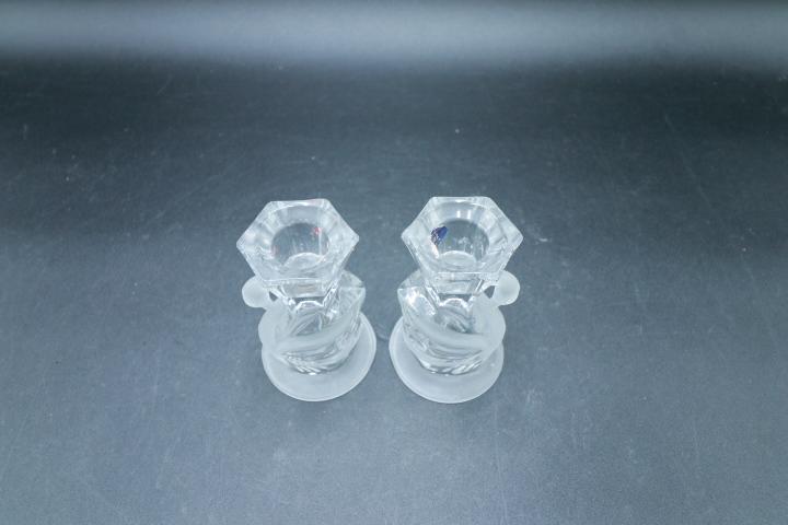 Pair Crystal Swan Candlesticks