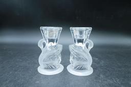 Pair Crystal Swan Candlesticks