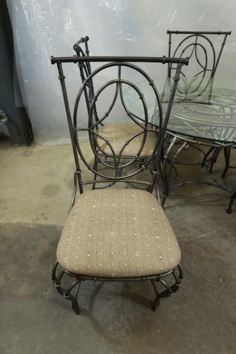 Metal Glass Top Table with 4 Chairs