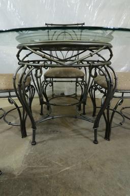 Metal Glass Top Table with 4 Chairs