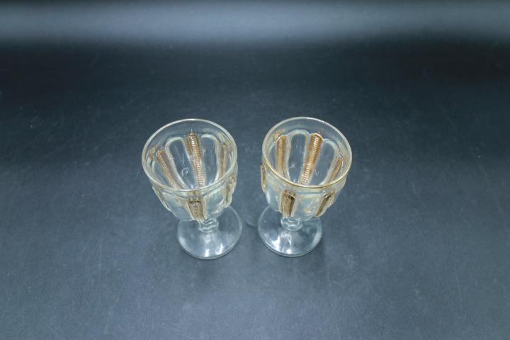 Pair Gold Trimmed Victorian Cordials