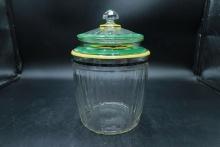 Depression Era Cookie Jar With Painted Stripes