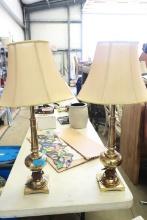 Pair of Brass Steiffel Lamps