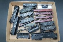 Box of Assorted Model Train Cars