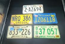 5 Vintage License Plates