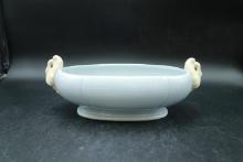 Blue Pottery Handled Bowl