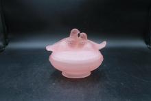 Westmoreland Pink Glass Love Birds Candy Dish