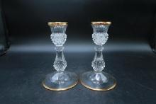 Pair of Gold Trimmed Candlesticks