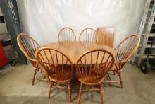 Kincaid Dining Table with 6 Windsor Chairs & Leaf