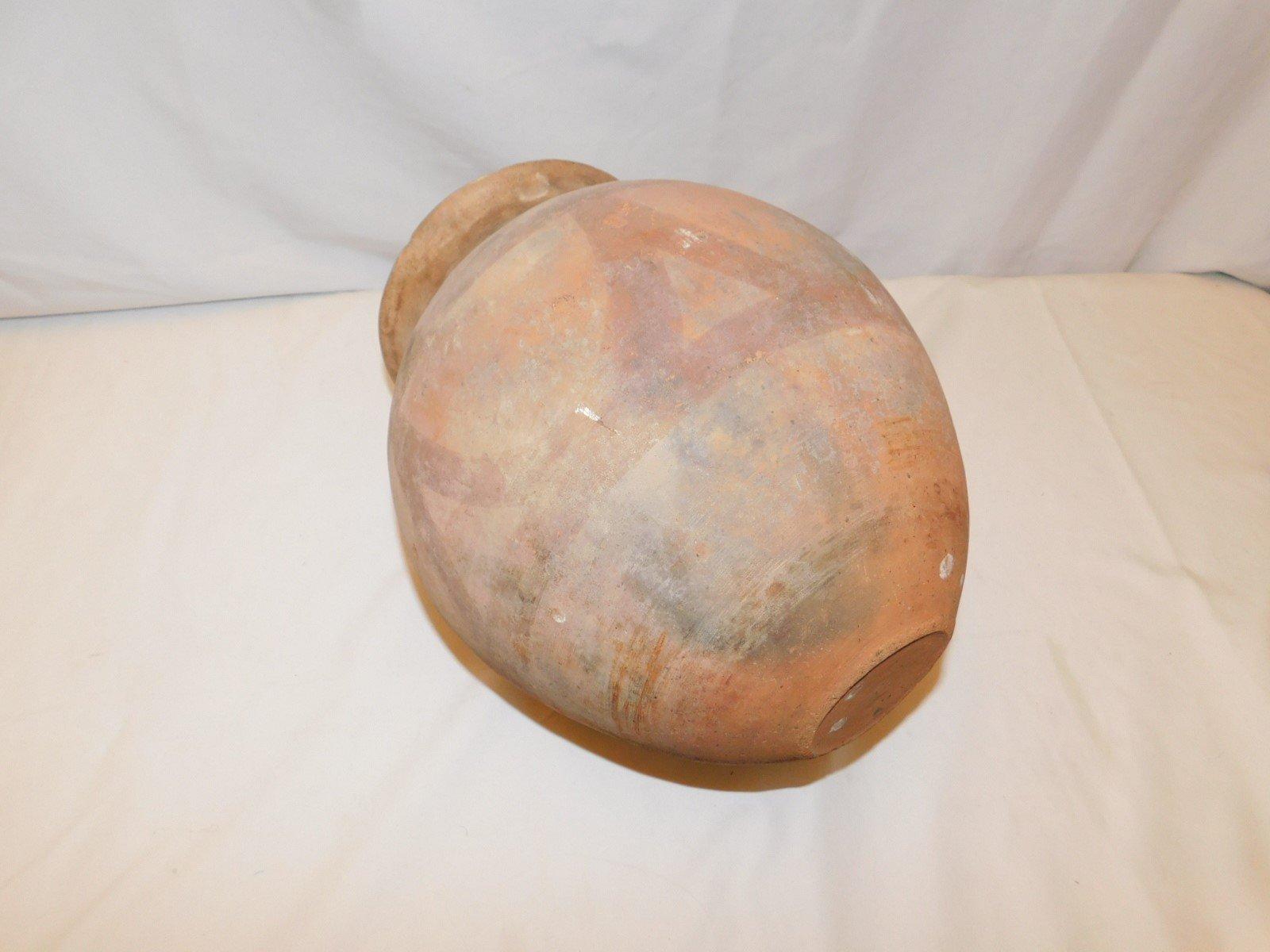 LARGE POTTERY VASE WITH CIRCLE DISCOLORATION ON BACK SHIPS ON LIP AS SHOWN
