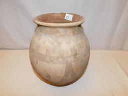 LARGE POTTERY VASE WITH CIRCLE DISCOLORATION ON BACK SHIPS ON LIP AS SHOWN