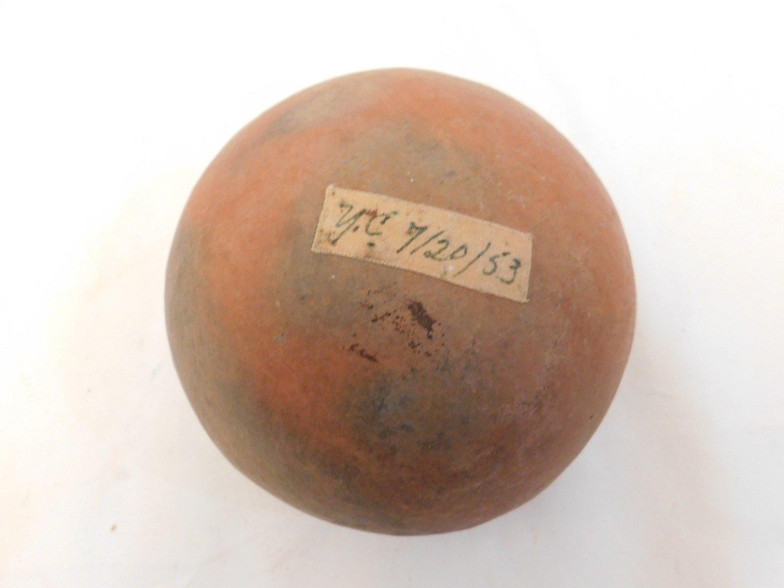 SOUTH WEST CLAY POTTERY, SMALL BOWL WITH MULTIPLE CRACKS MARKED YC 7/20/53